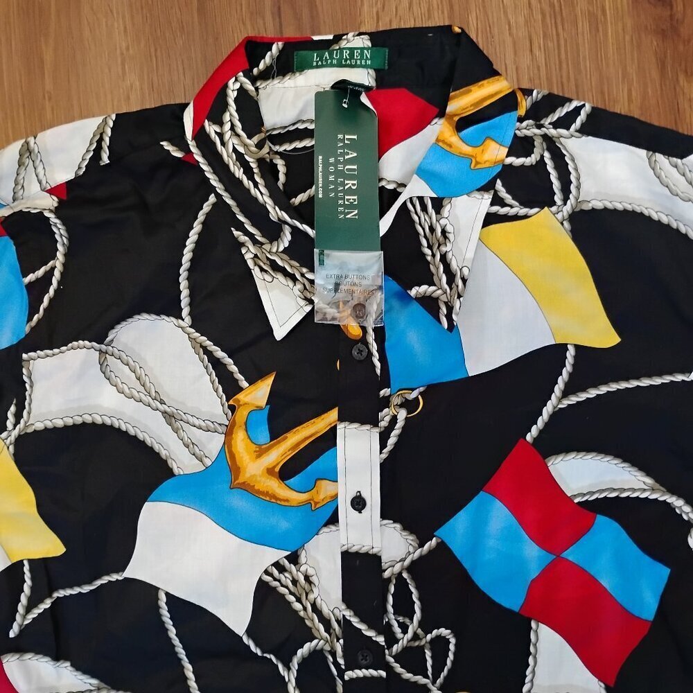 NWT Ralph Lauren Green Label Nautical Flags Button Shirt
